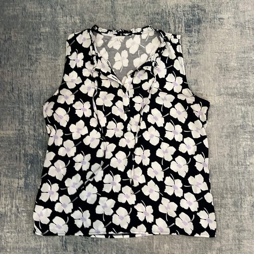 Loft Neck Tie Shell Med Navy&White